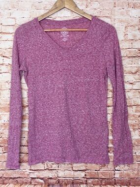 SO Heathered Mauve V-Neck Long Sleeve Top